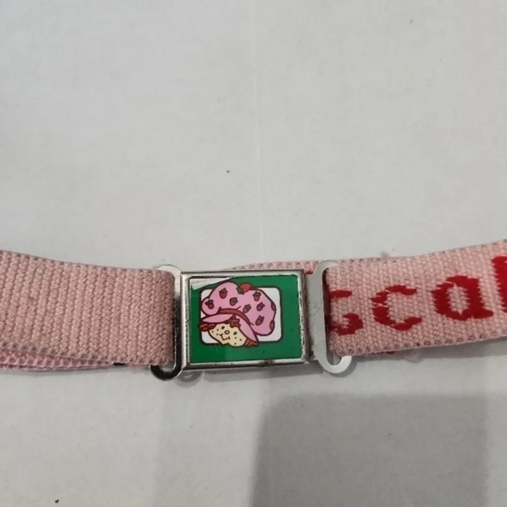 Vintage 1982 Strawberry Shortcake Kids Belt Pink‎ Elastic Character Buckle